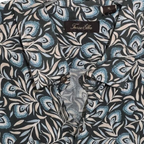 Tasso Elba Floral Tropical Hawaiian Button Down Silk Shirt Men's Size XL - Picture 3 of 9